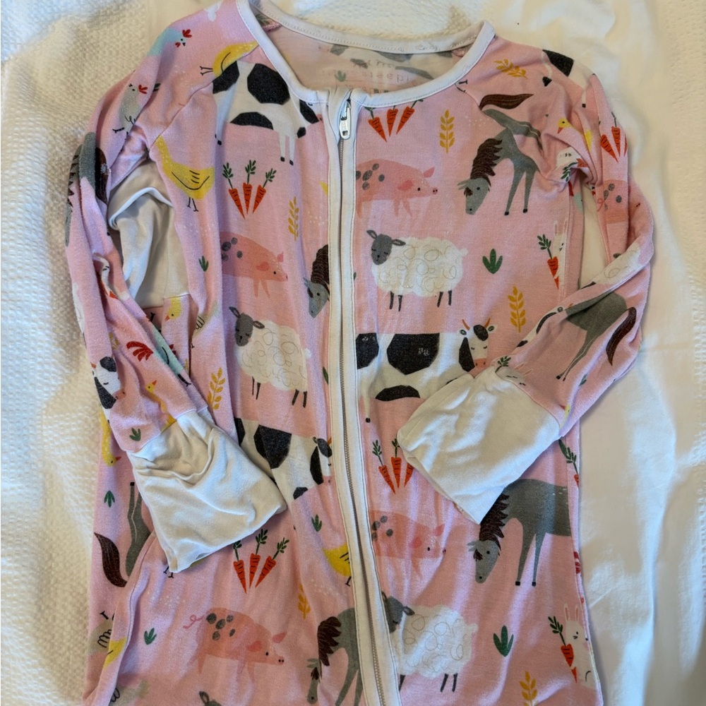 Little Sleepies Farm Animal Zip Pajamas